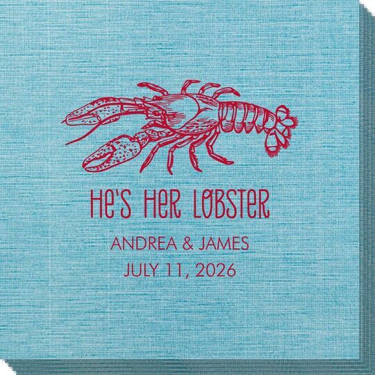 He's Her Lobster Bamboo Luxe Napkins
